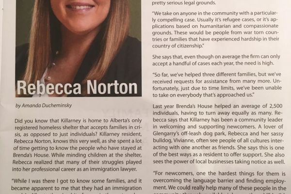 Rebecca Norton Featured in the Official Killarney and Glengarry Community Newsletter