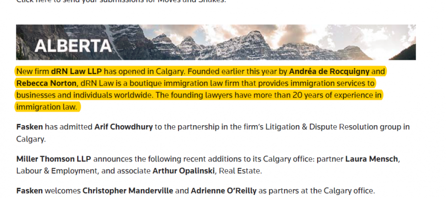 dRN Law LLP Recognized by the Canadian Lawyer Magazine